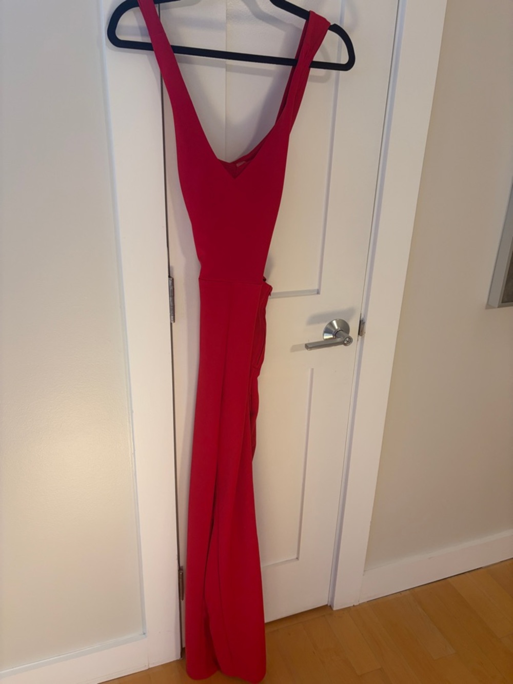 Sleeveless Deep V Red Maxi Dress